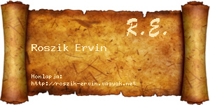 Roszik Ervin névjegykártya